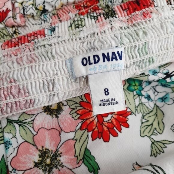 OLD NAVY Strapless Empire Waist Floral Mini Dress White Sz 8 - Picture 12 of 13